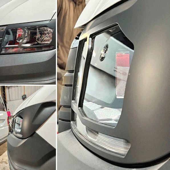 Voor VW Crafter New Shape Koplampbeschermers – Hammerite Ultimate Matzwart – Premium Bescherming | Van-X