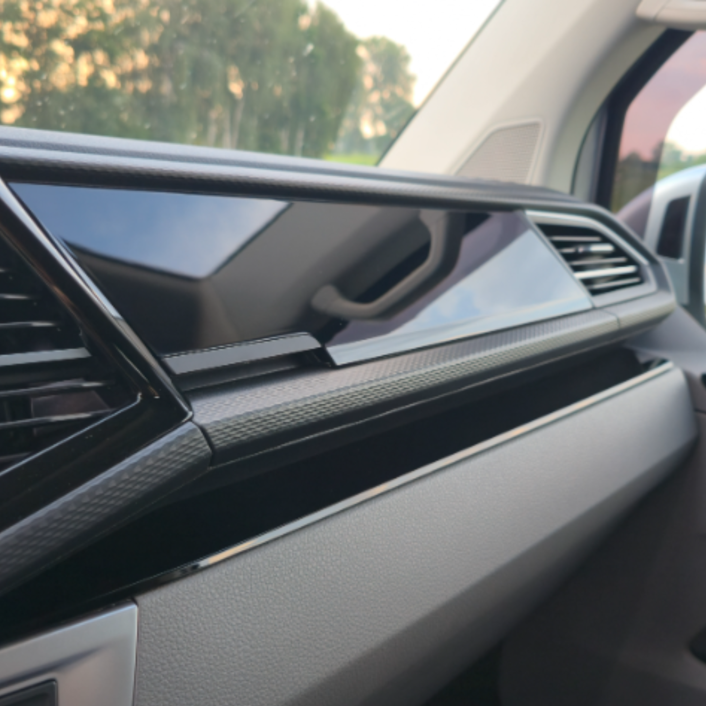 For VW T6.1 Transporter Dashboard Upgrade Van-X – Premium 4-Piece Gloss Black Lower Dash Trim & Door Card Set