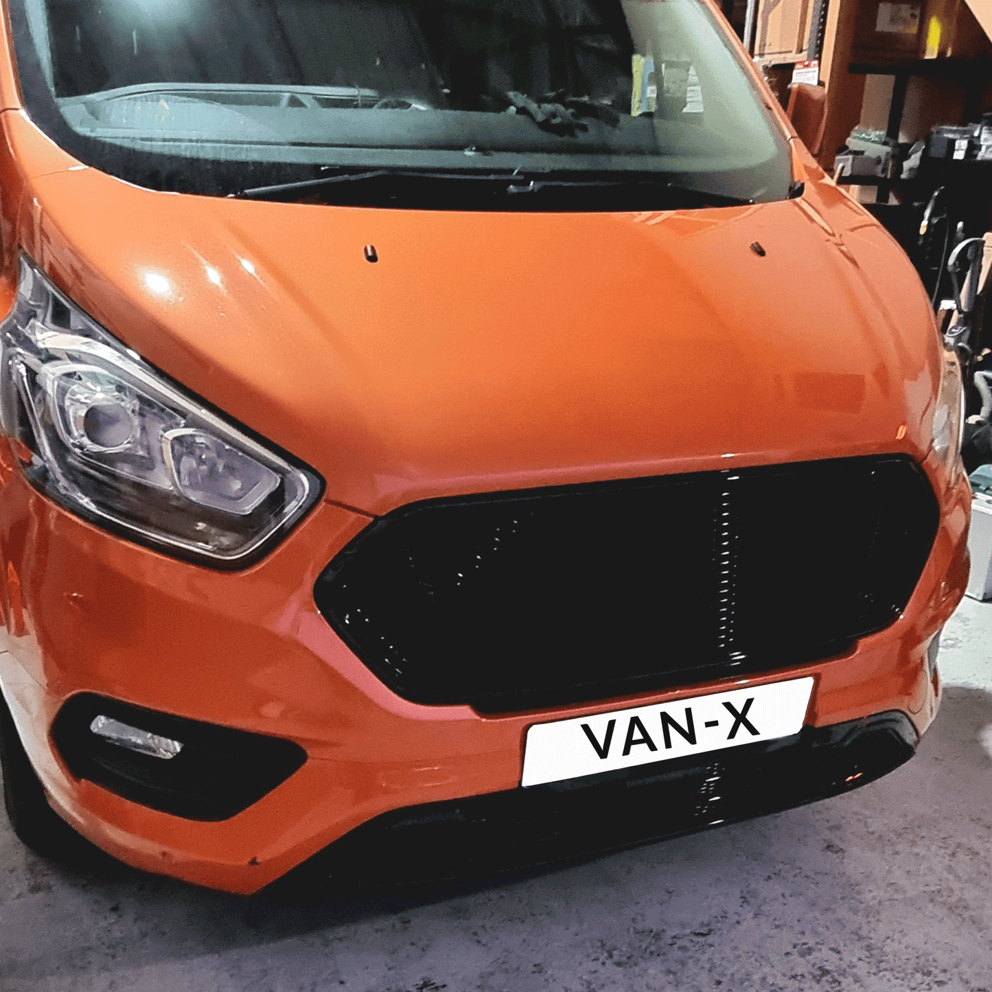 Voor Ford Transit Custom Gloss Black Honeycomb Grille Set - Vooraf geverfd en klaar om te monteren