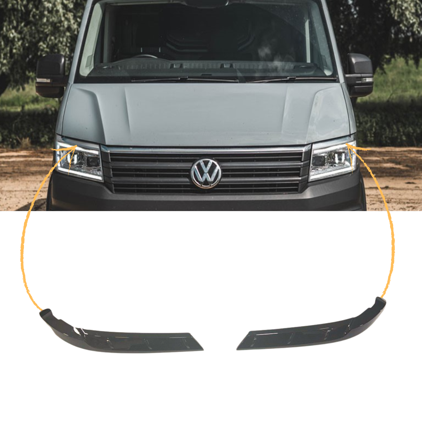Voor nieuwe VW Crafter koplamp wenkbrauw trim – glanzend zwart - Van Styling accessoire van Van-X