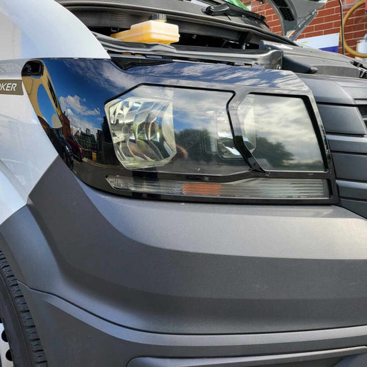 Voor VW Crafter New Shape Koplampbeschermers – Glanzend Zwart – Premium Bescherming | Van-X