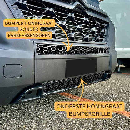 For Citroen Jumper Front Honeycomb Bumper Grille Bundle 2pcs - Matte Black | Van-X