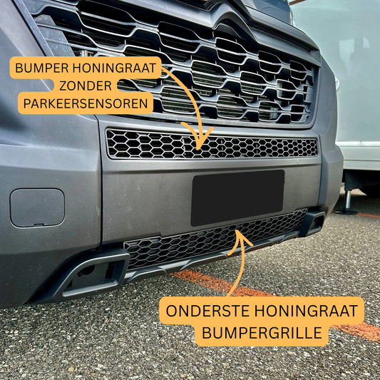 For Citroen Jumper Front Honeycomb Bumper Grille Bundle 2pcs - Matte Black | Van-X