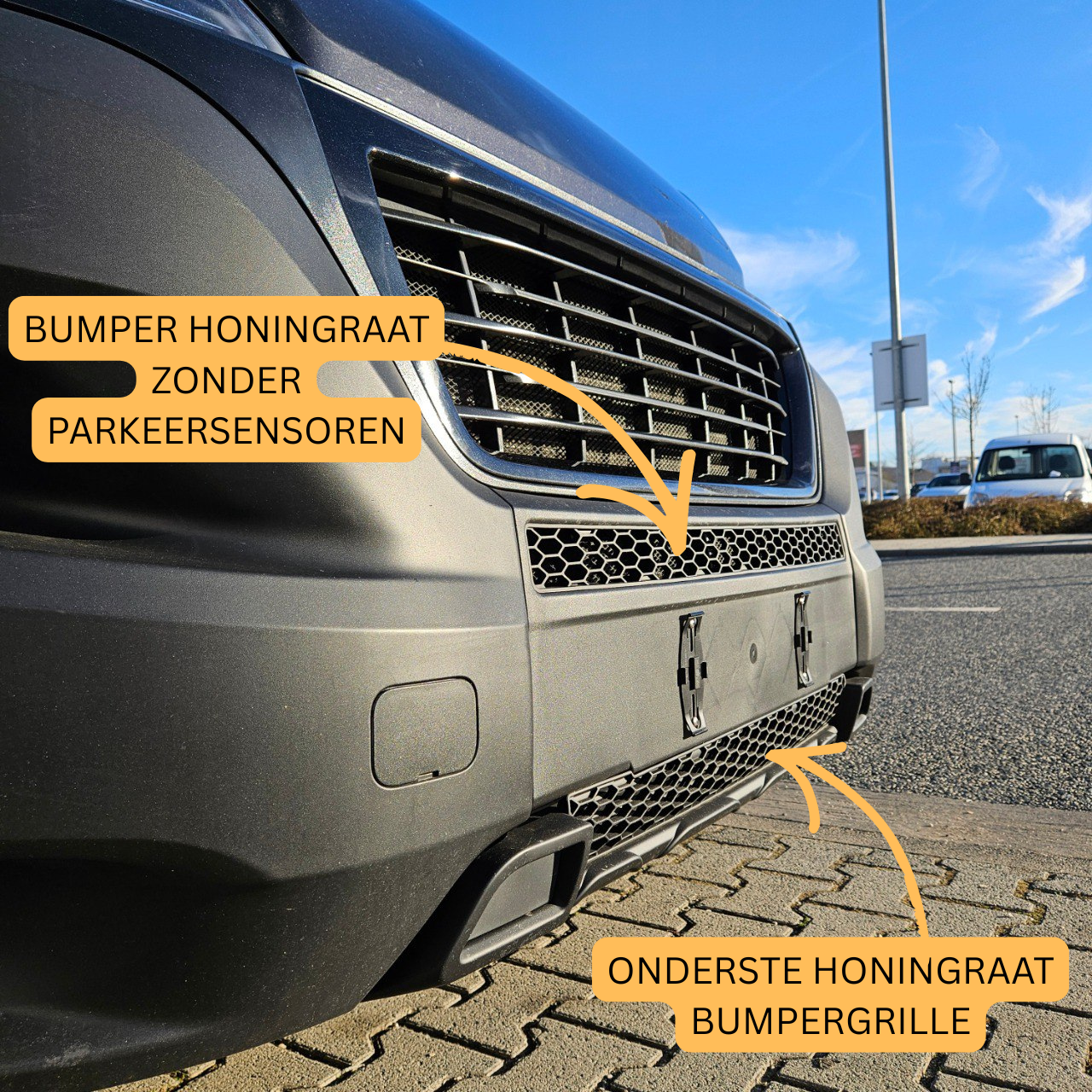 For Peugeot Boxer Front Honeycomb Bumper Grille Bundle 2pcs - Matte Black | Van-X