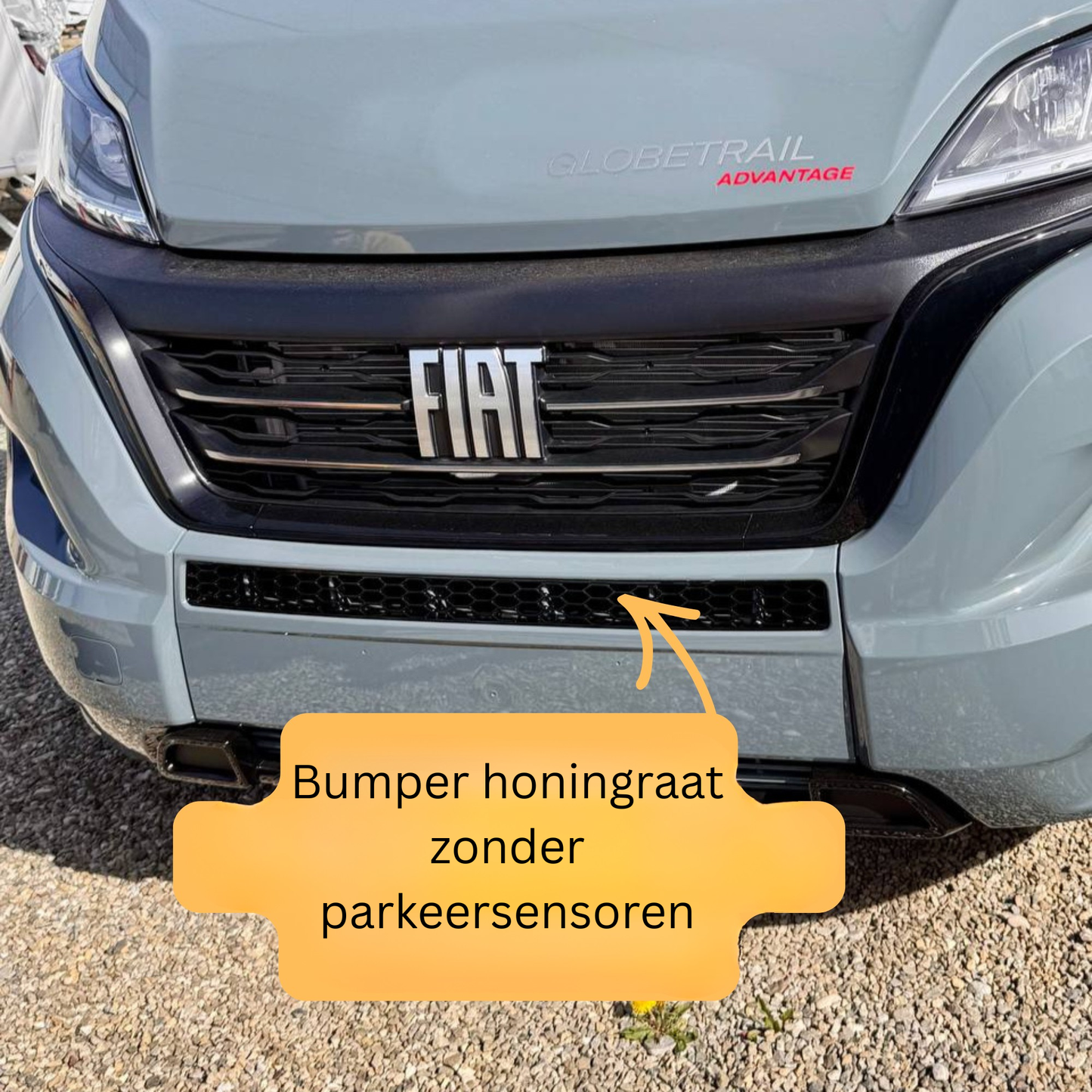 Fiat Ducato Bumper Honeycomb without Parking Sensors - Gloss Black