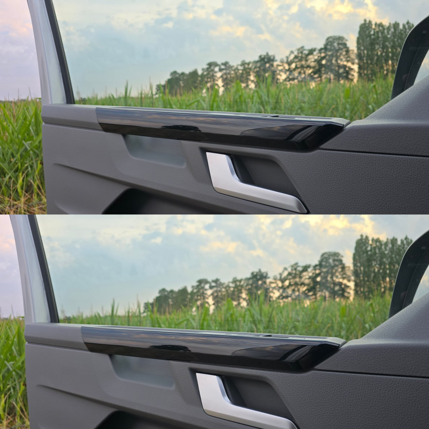 For VW T6.1 Transporter Dashboard Upgrade Van-X – Premium 4-Piece Gloss Black Lower Dash Trim & Door Card Set