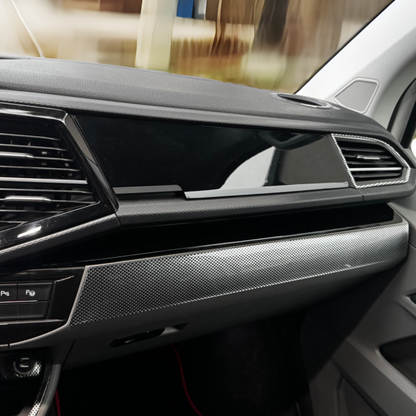 Voor VW T6.1 Transporter Dashboard Upgrade Van-X – Premium 4-delige Glanzend Zwarte Onderkant Dashboard Trim & Deurkaart Set