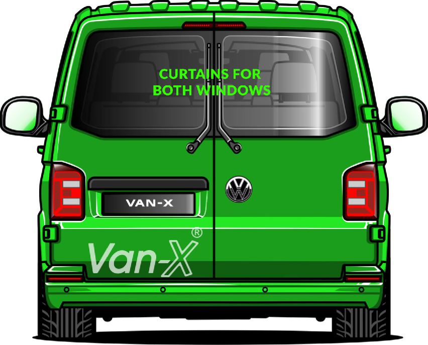 VW T6.1 Transporter Van Conversion Premium Curtains Van-X - Black/Blue