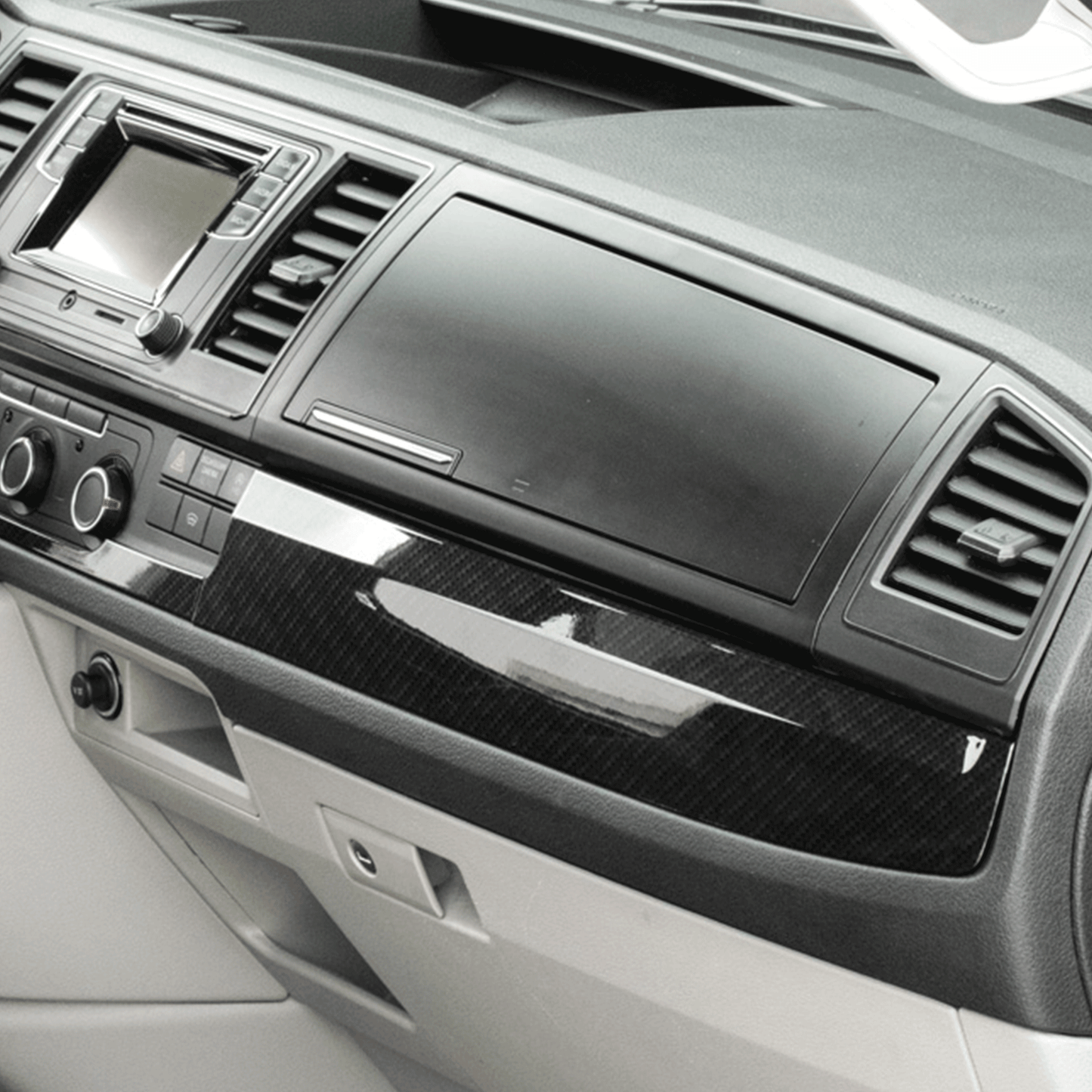 VW Transporter T6 LHD Lower Dash Styling Trims Carbon Effect