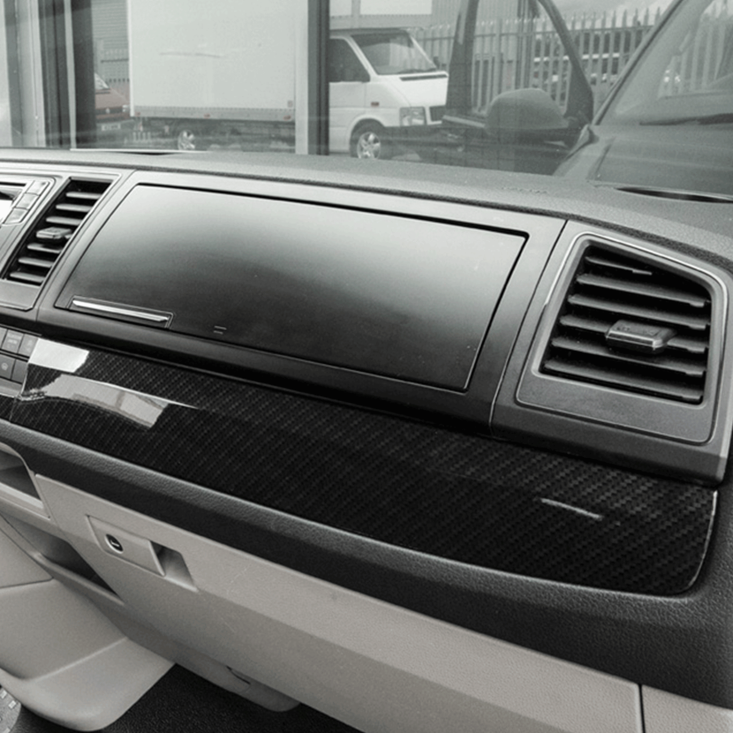 VW Transporter T6 LHD Lower Dash Styling Trims Carbon Effect