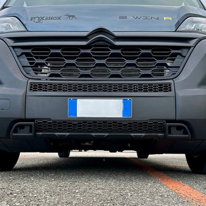 For Fiat Ducato / Ram ProMaster Front Honeycomb Bumper Grille Bundle 2pcs - Matte Black | Van-X