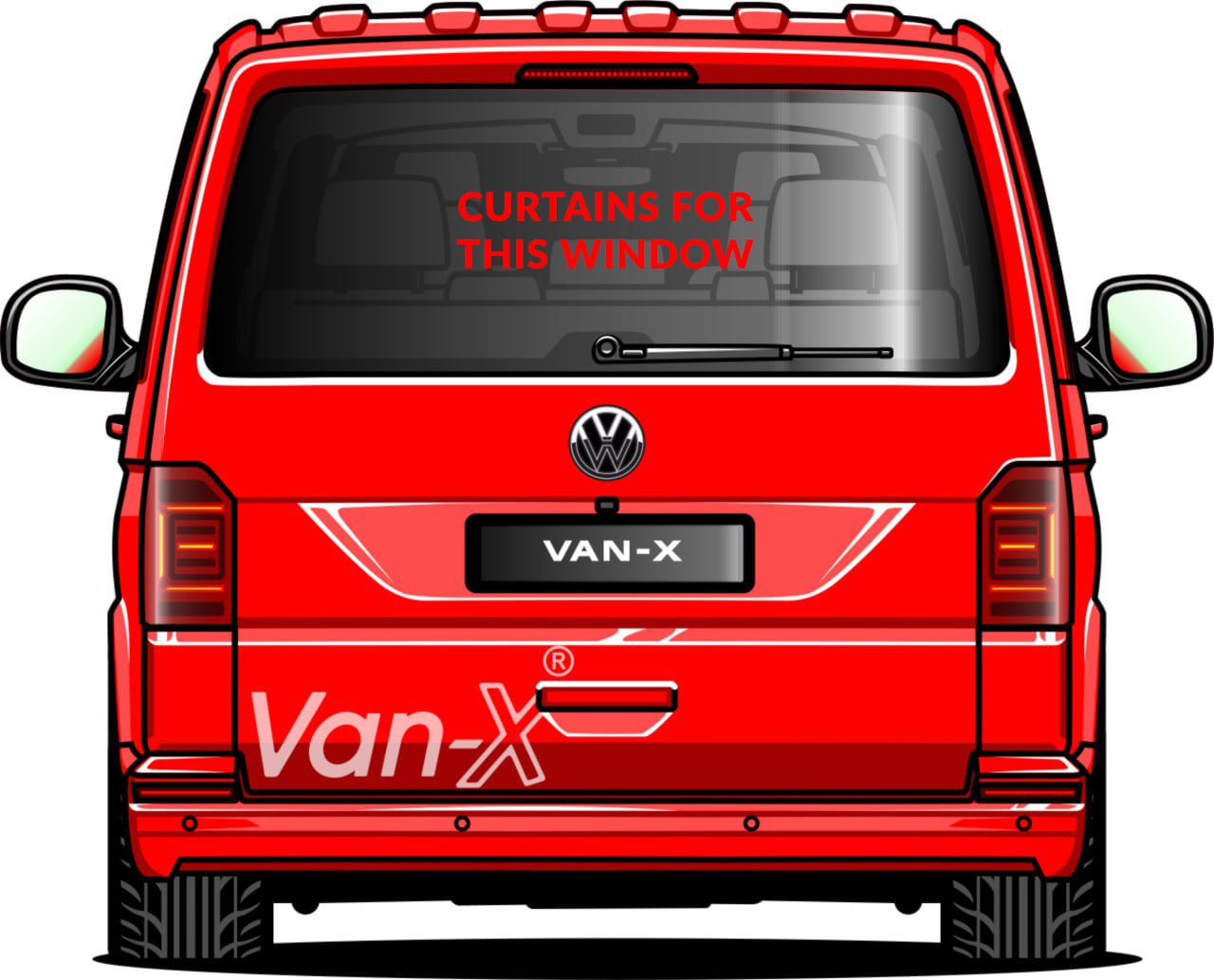 VW T6 Transporter Van Conversie Premium Gordijnen Van-X - Zwart/Grijs