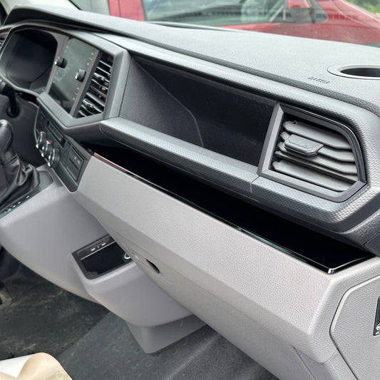 Voor VW T6.1 Transporter Dashboard Upgrade Van-X – Premium 4-delige Glanzend Zwarte Onderkant Dashboard Trim & Deurkaart Set