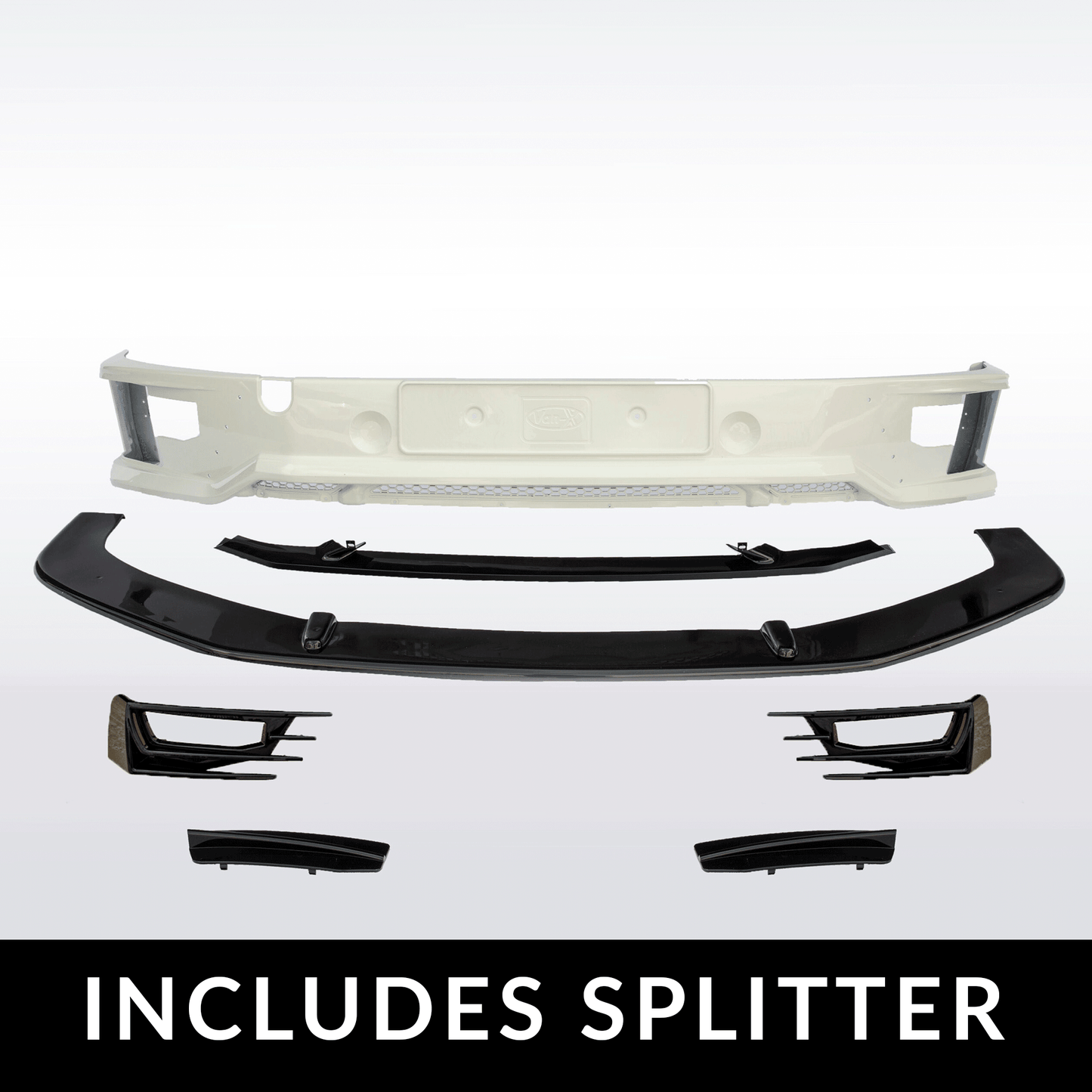 VW T6 Transporter Front Bumper Sportline Style Spoiler + Splitter Painted and ready to fit in 3 colour options