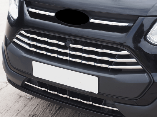 Embellecedores de Parrilla Delantera para Ford Transit Custom en Cromo Brillante, Estilo Frontal (7 Piezas) 2012 - 2018 MK1